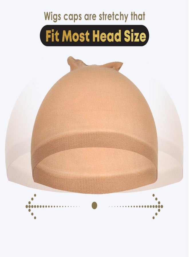 ALLAURA 4 pieces (Nude) Stocking Wig Caps Stretchy Nylon Wig Caps for Women - Liner Weaving Caps for Women, Men, Stocking Wig Cap for Halloween Cosplay - Image 4